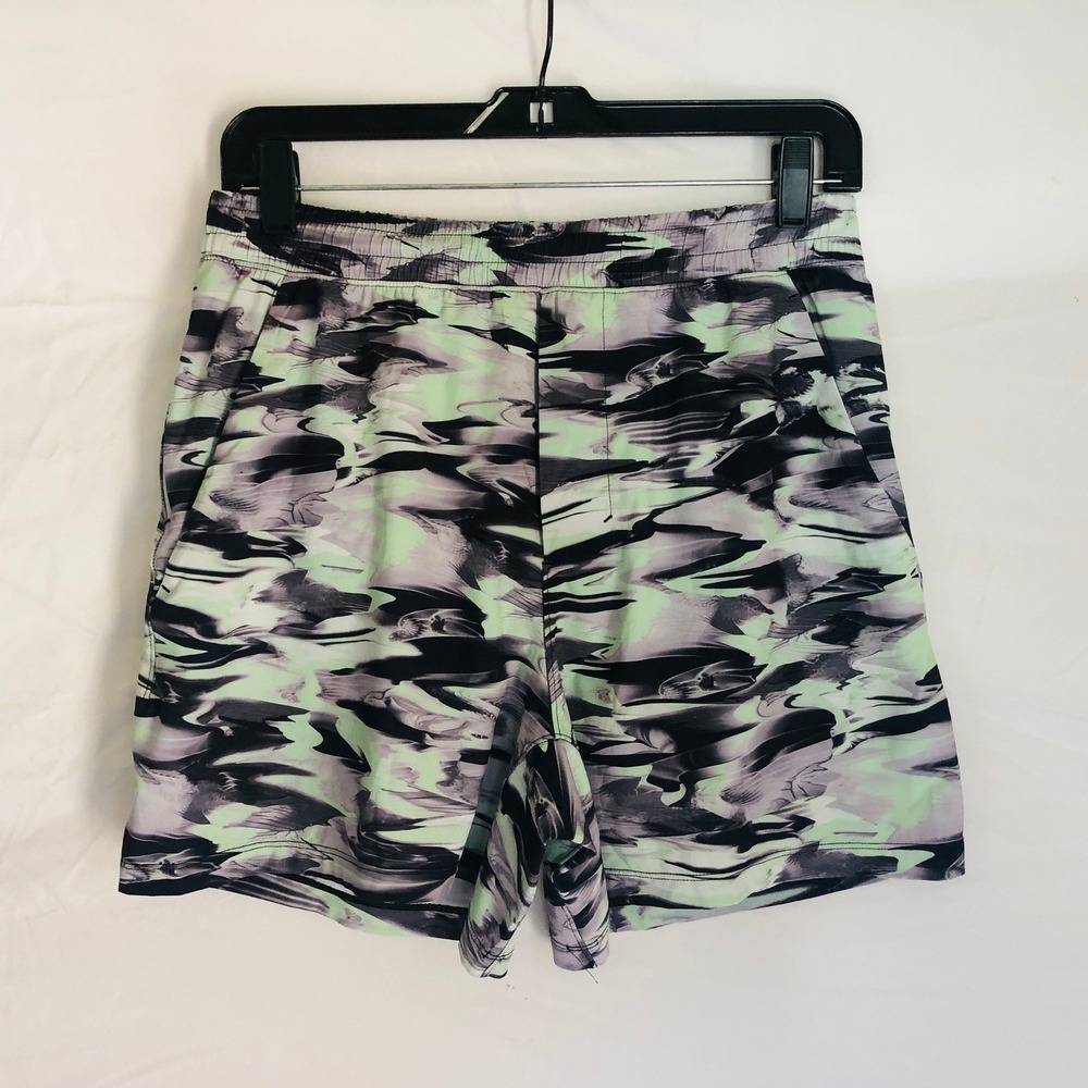 Lululemon Mens Pace Breaker Shorts 6 Inch Unlined Abstract Print Green Black M‎